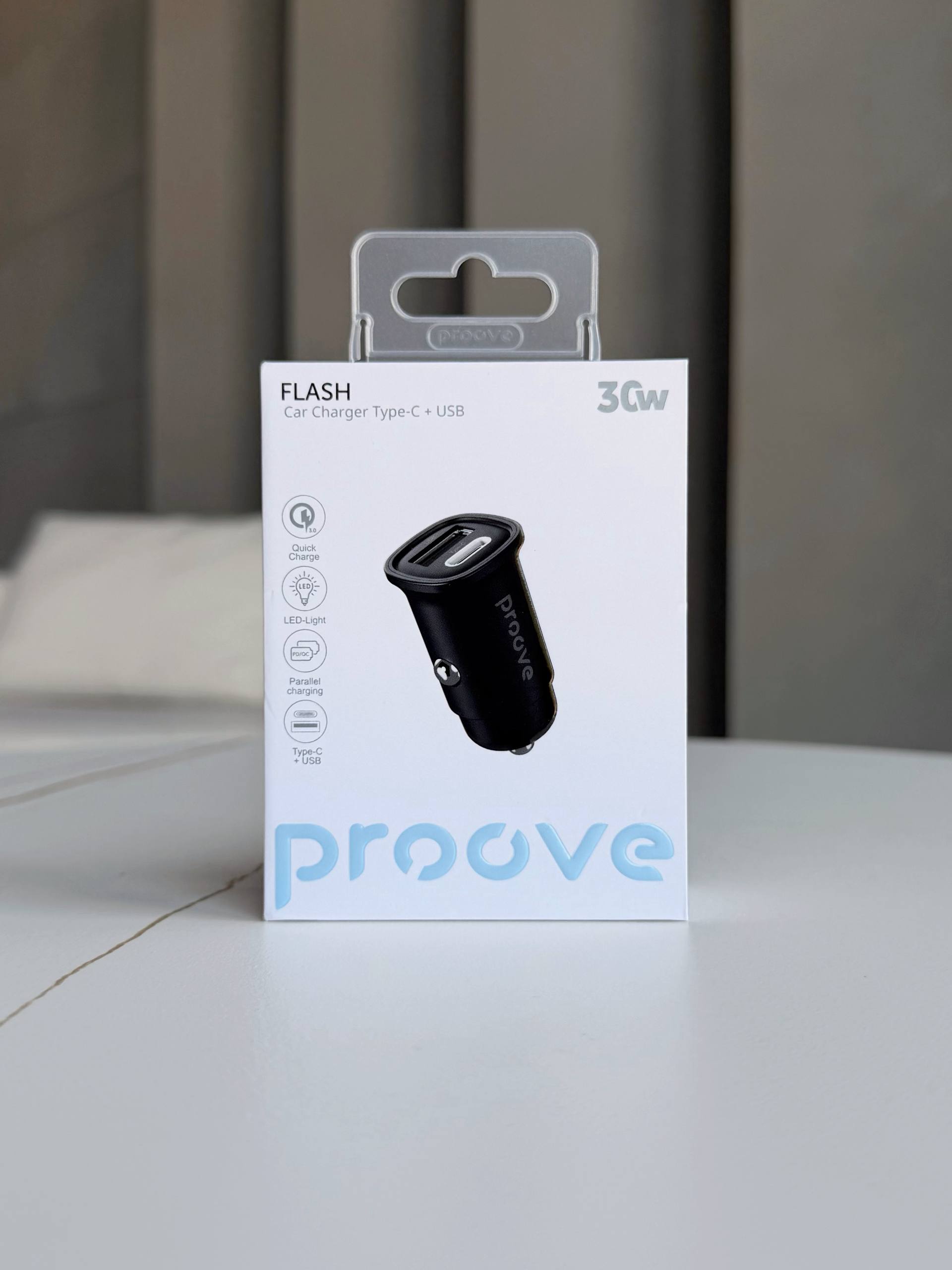 Автомобільний зарядний пристрій Proove Flash 30W (USB-A + USB-C)