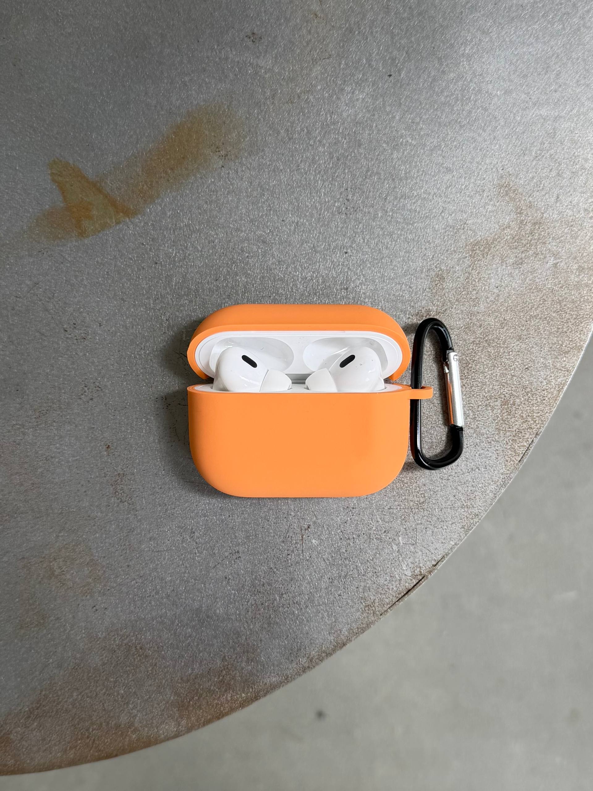 Чехол на AirPods Pro с микрофиброй и карабином Papaya (26)