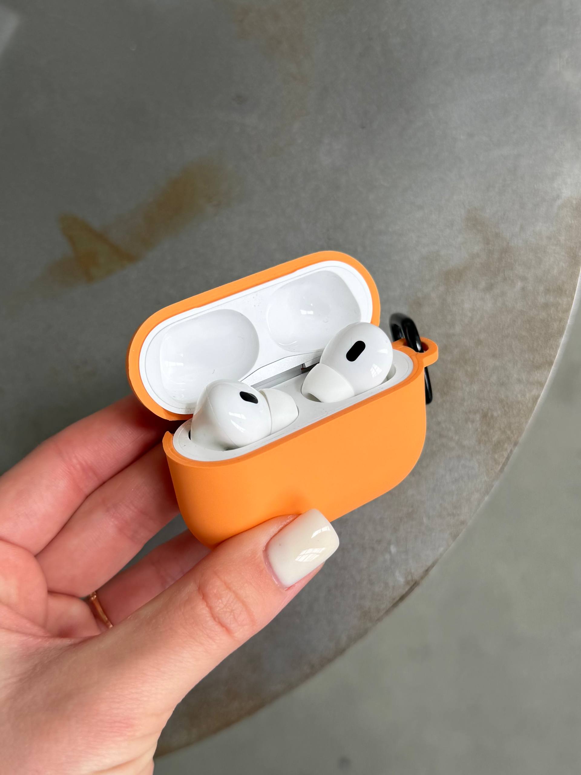 Чехол на AirPods Pro с микрофиброй и карабином Papaya (26)