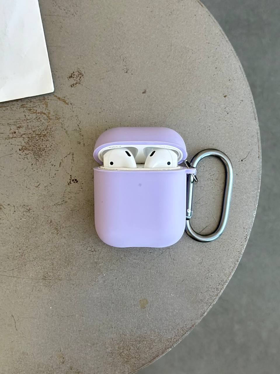 Чохол на AirPods 1 / 2 із мікрофіброю та карабіном Lilac Purple (14)