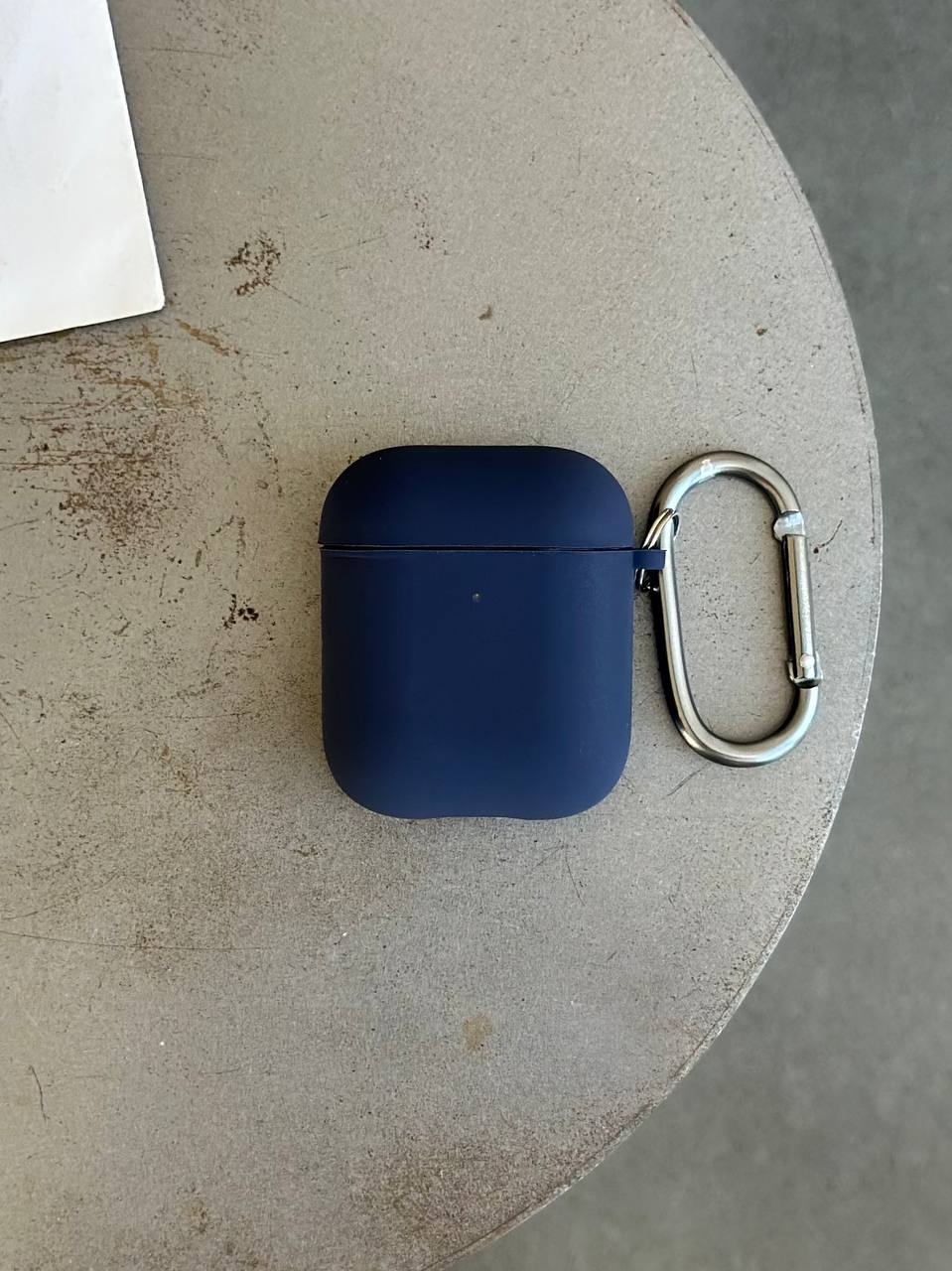 Чехол на AirPods 1/2 с микрофиброй и карабином Midnight Blue (02)