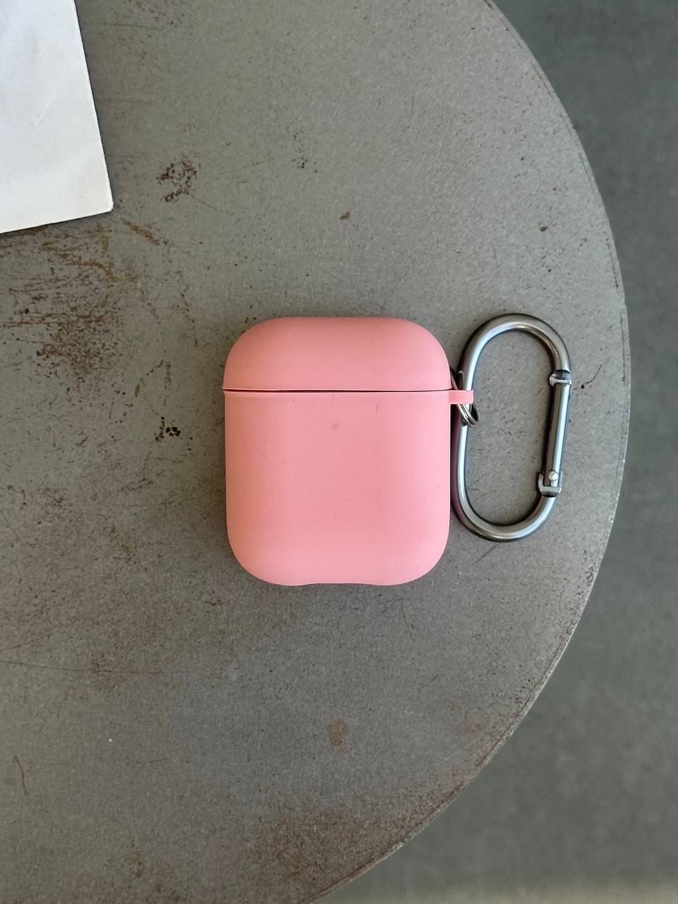 Чохол на AirPods 1/2 із мікрофіброю та карабіном Pink (08)