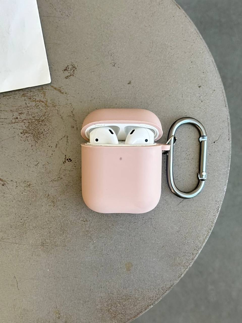 Чохол на AirPods 1 / 2 із мікрофіброю та карабіном Pink Sand (07)