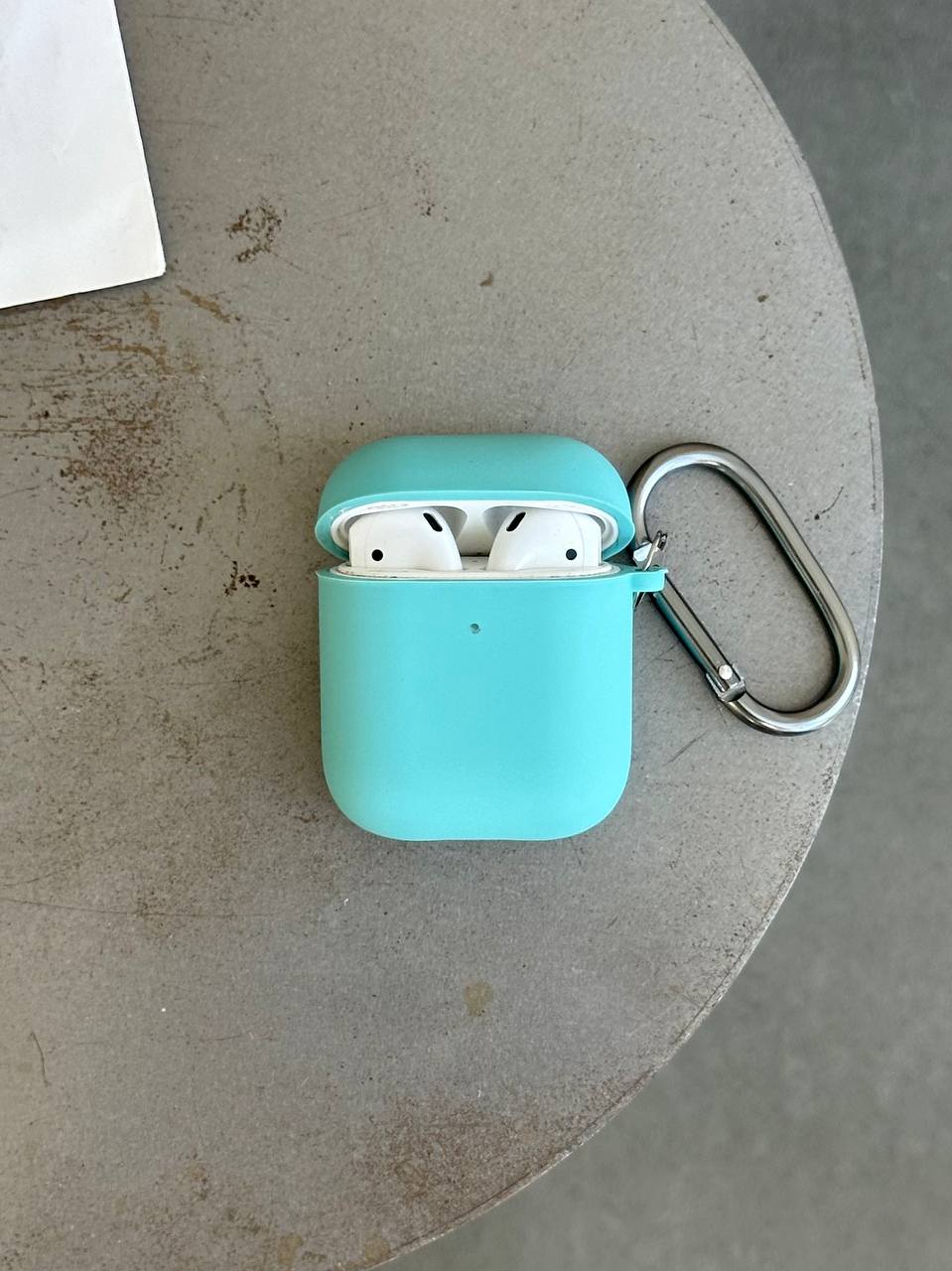 Чехол на AirPods 1 / 2 с микрофиброй и карабином Sea Blue (18)