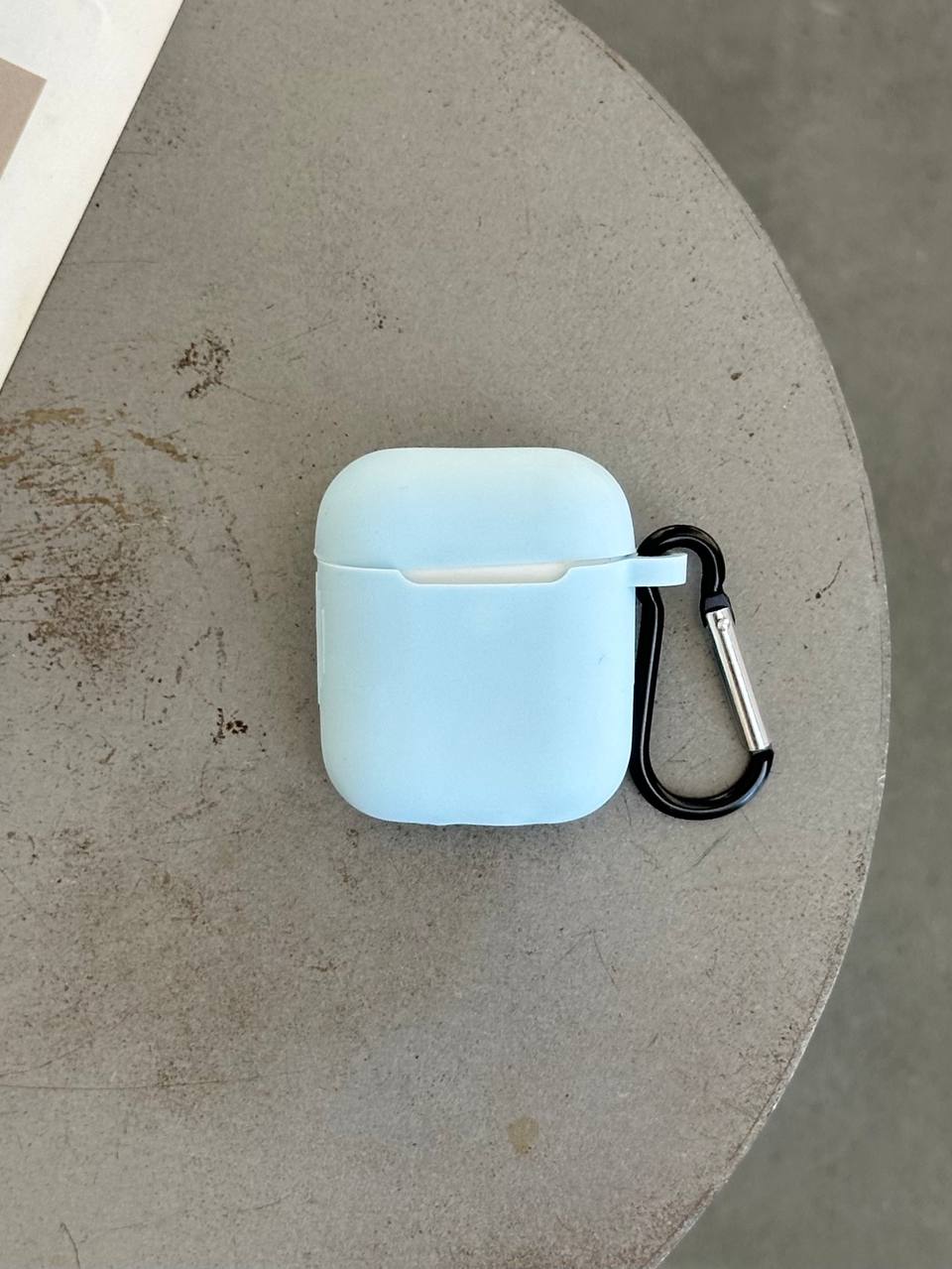 Чохол на AirPods 1/2 силіконовий із карабіном Sky Blue (15)