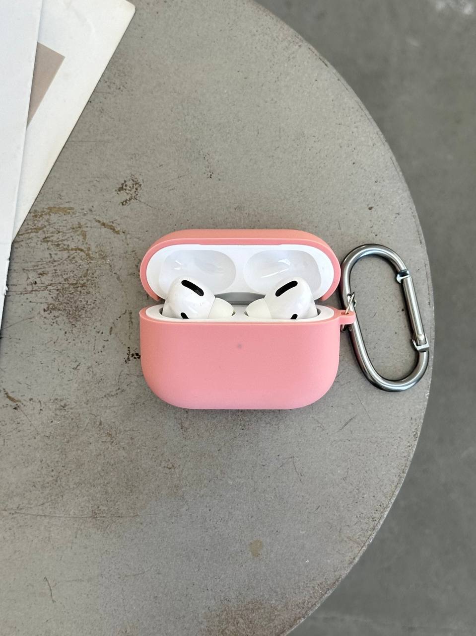 Чохол на AirPods 4 із мікрофіброю та карабіном Pink (08)