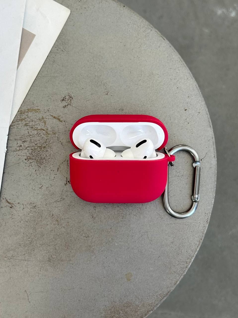 Чохол на AirPods 3 із мікрофіброю та карабіном Wine Red (21)
