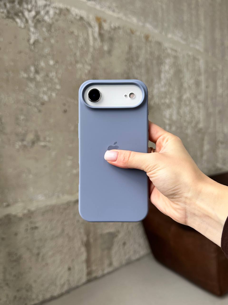 Чехол Silicone case с открытой камерой на iPhone 17 Air Lavander Grey (17)