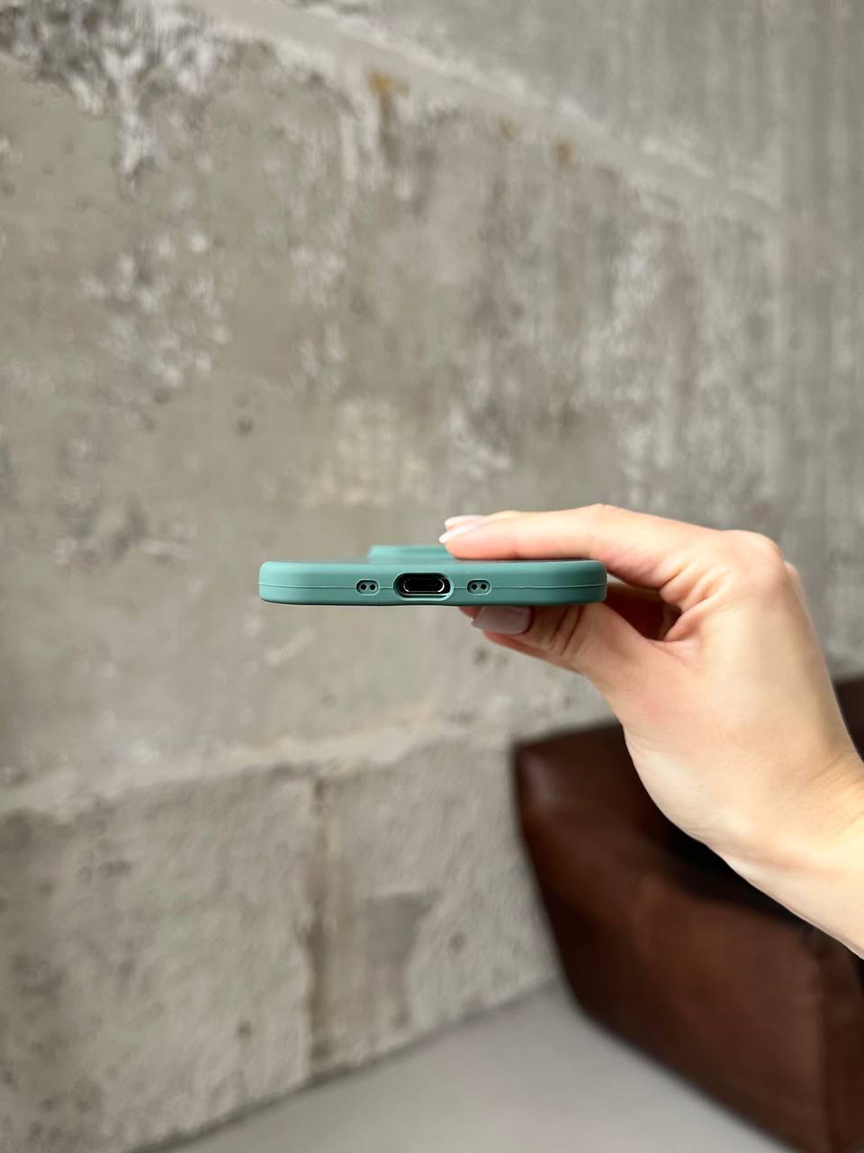 Чехол Silicone case с открытой камерой на iPhone 17 Air Pine Green (36)