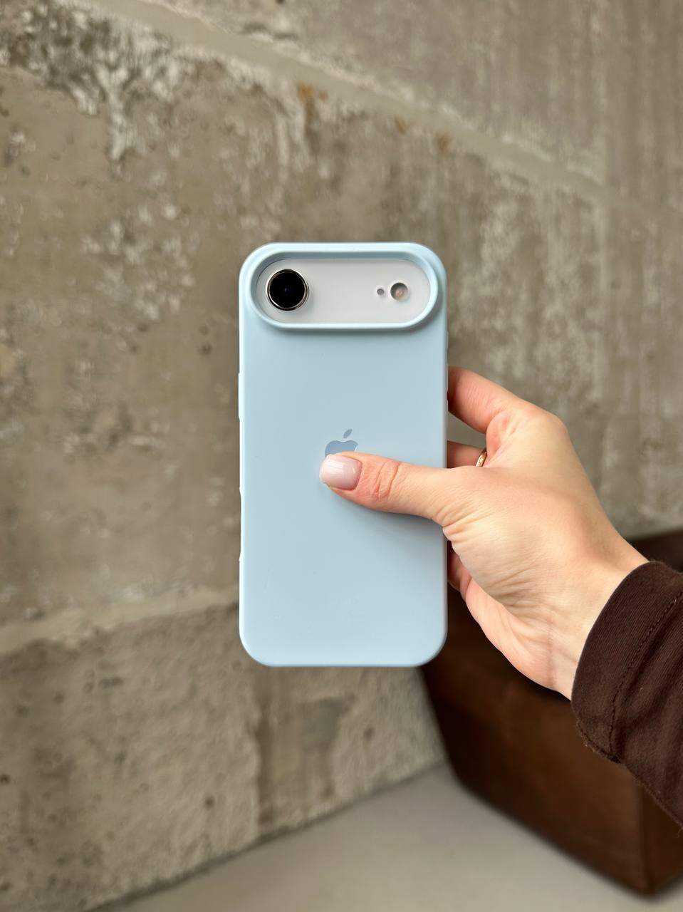 Чехол Silicone case с открытой камерой на iPhone 17 Air Sky Blue (33)