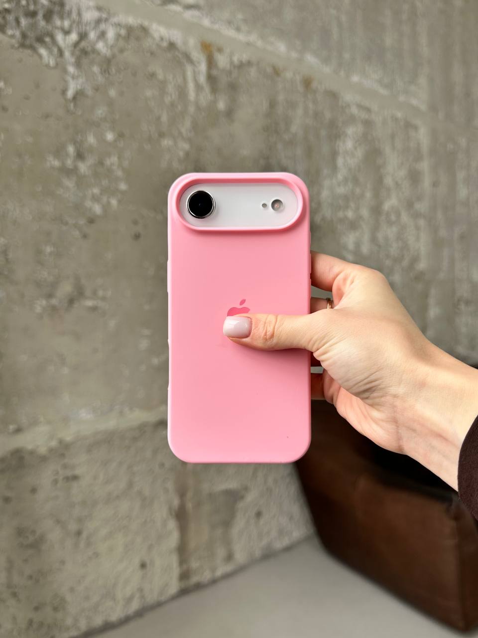 Чехол Silicone case с открытой камерой на iPhone 17 Air Baby Pink (06)