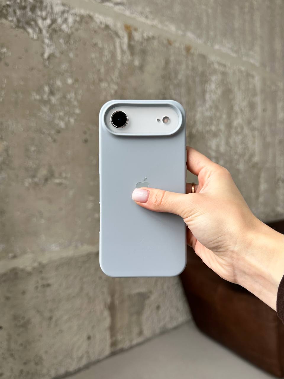Чехол Silicone case с открытой камерой на iPhone 17 Air Mist Blue (19)