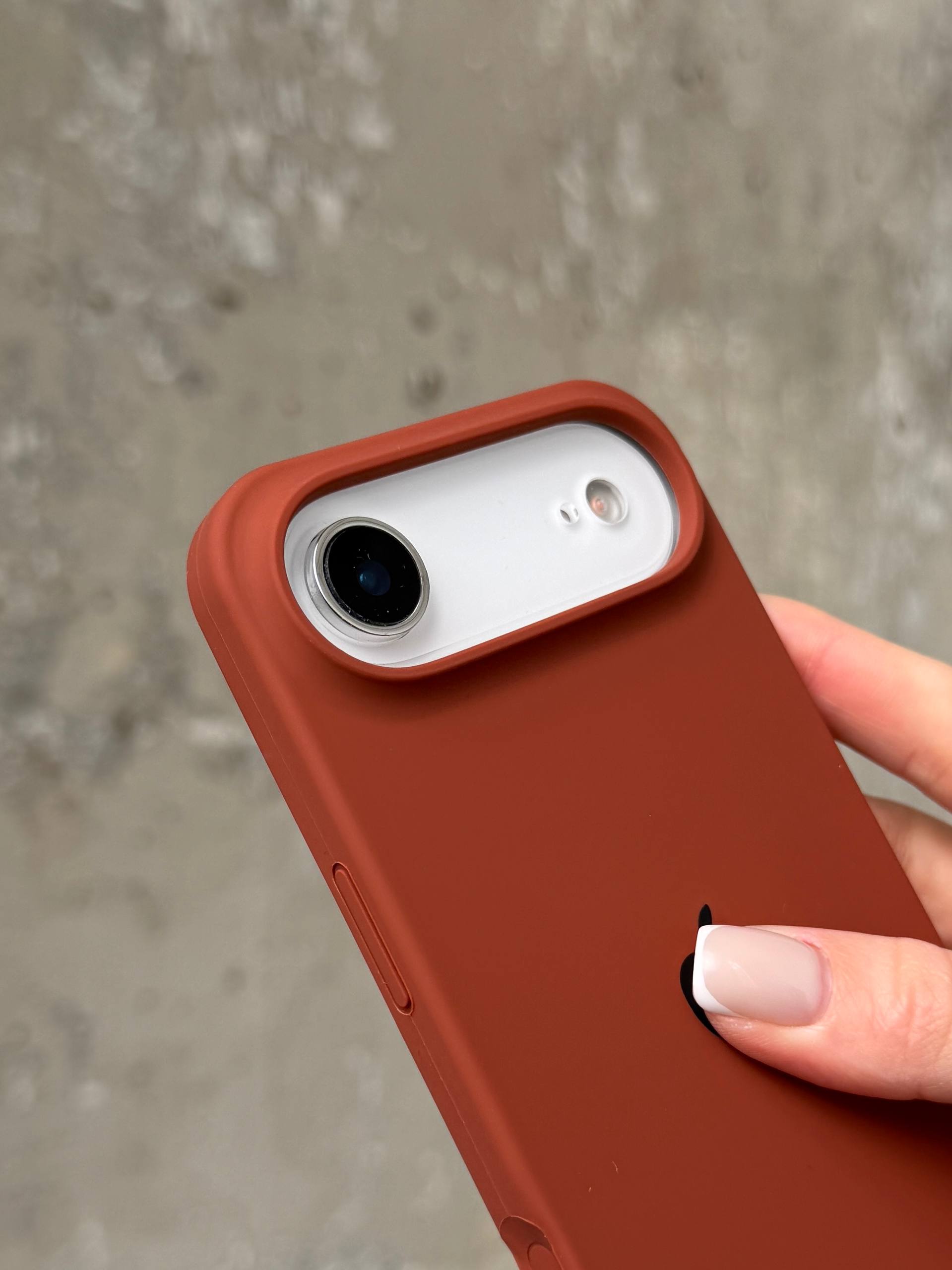 Чехол Silicone case с открытой камерой на iPhone 17 Air Brown (37)