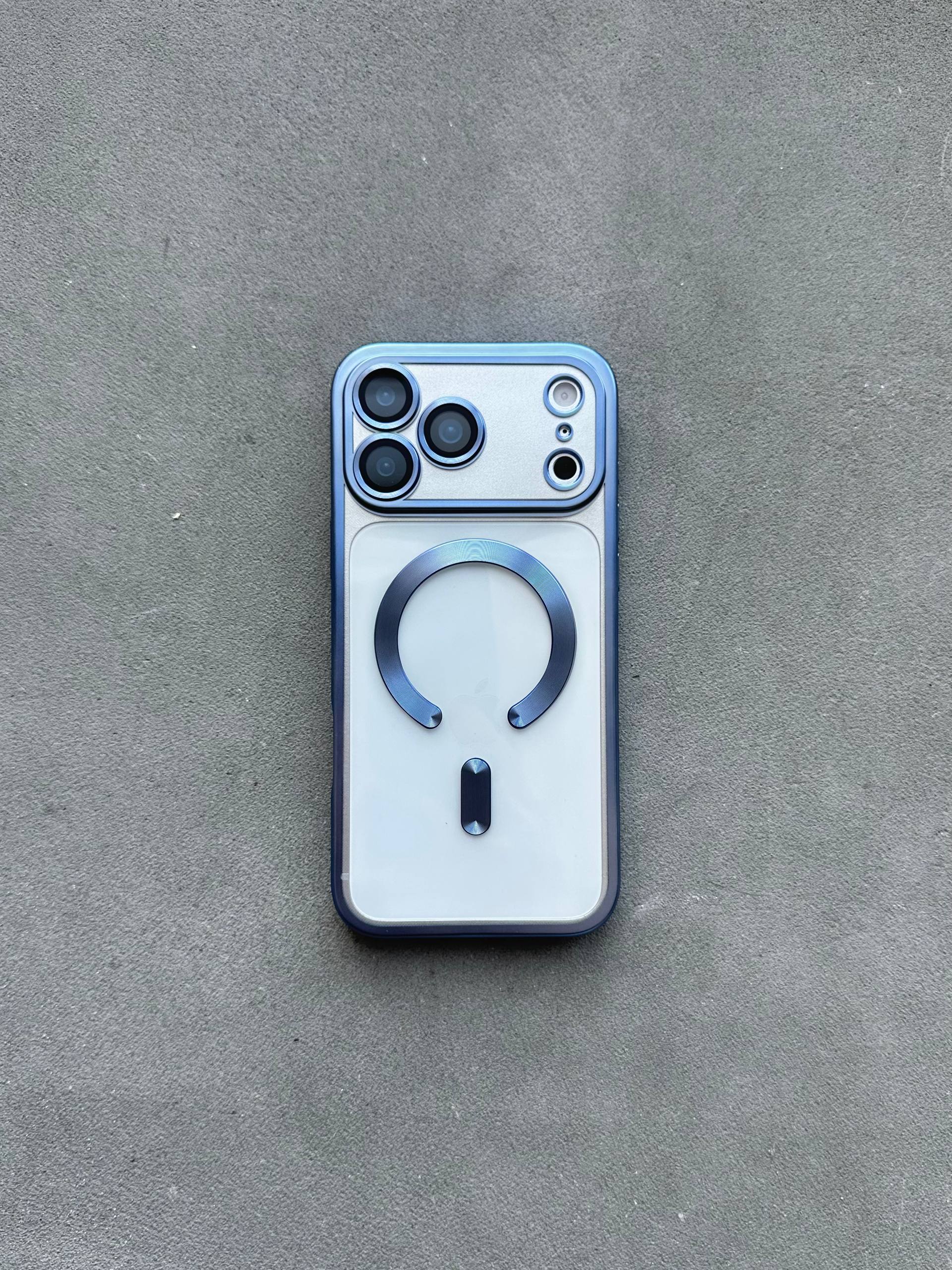 Чехол цветной Shining case с Magsafe на iPhone 17 Pro Max Blue