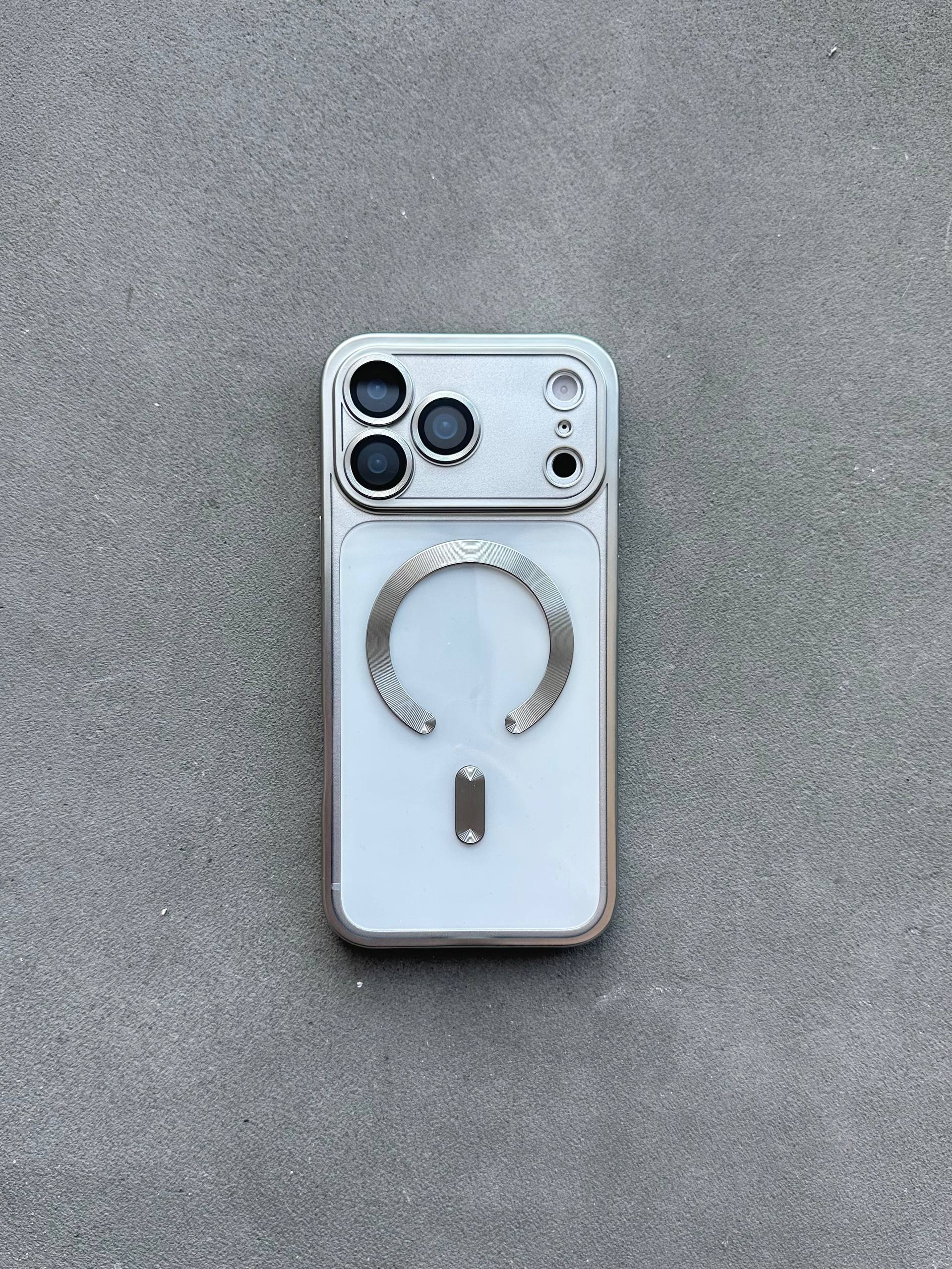 Чехол цветной Shining case с Magsafe на iPhone 17 Pro Max Silver
