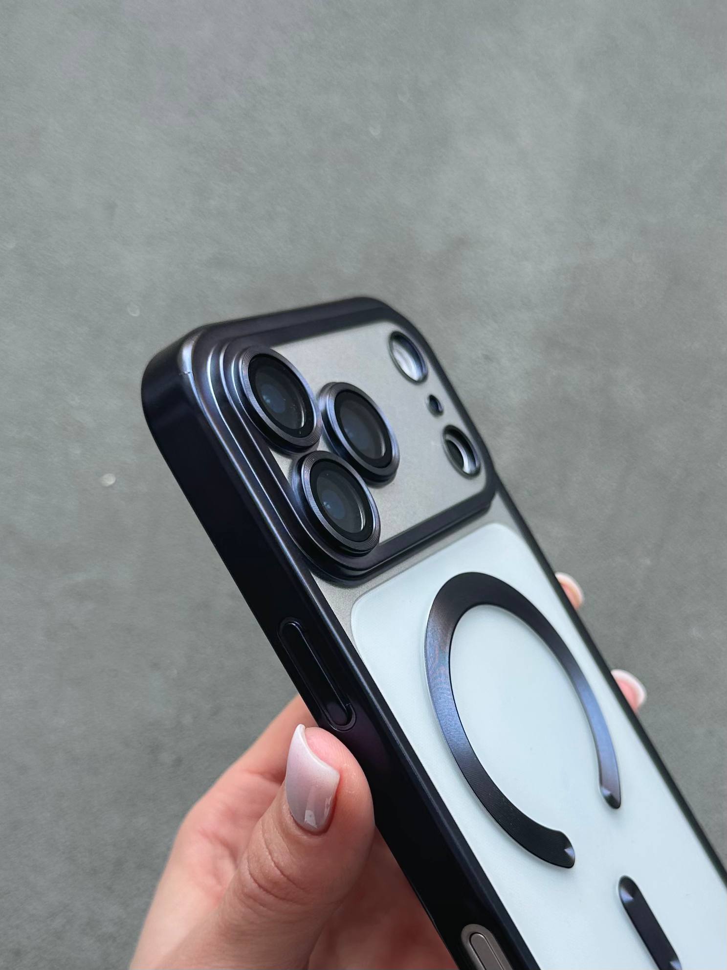 Чехол цветной Shining case с Magsafe на iPhone 17 Pro Max Dark Blue