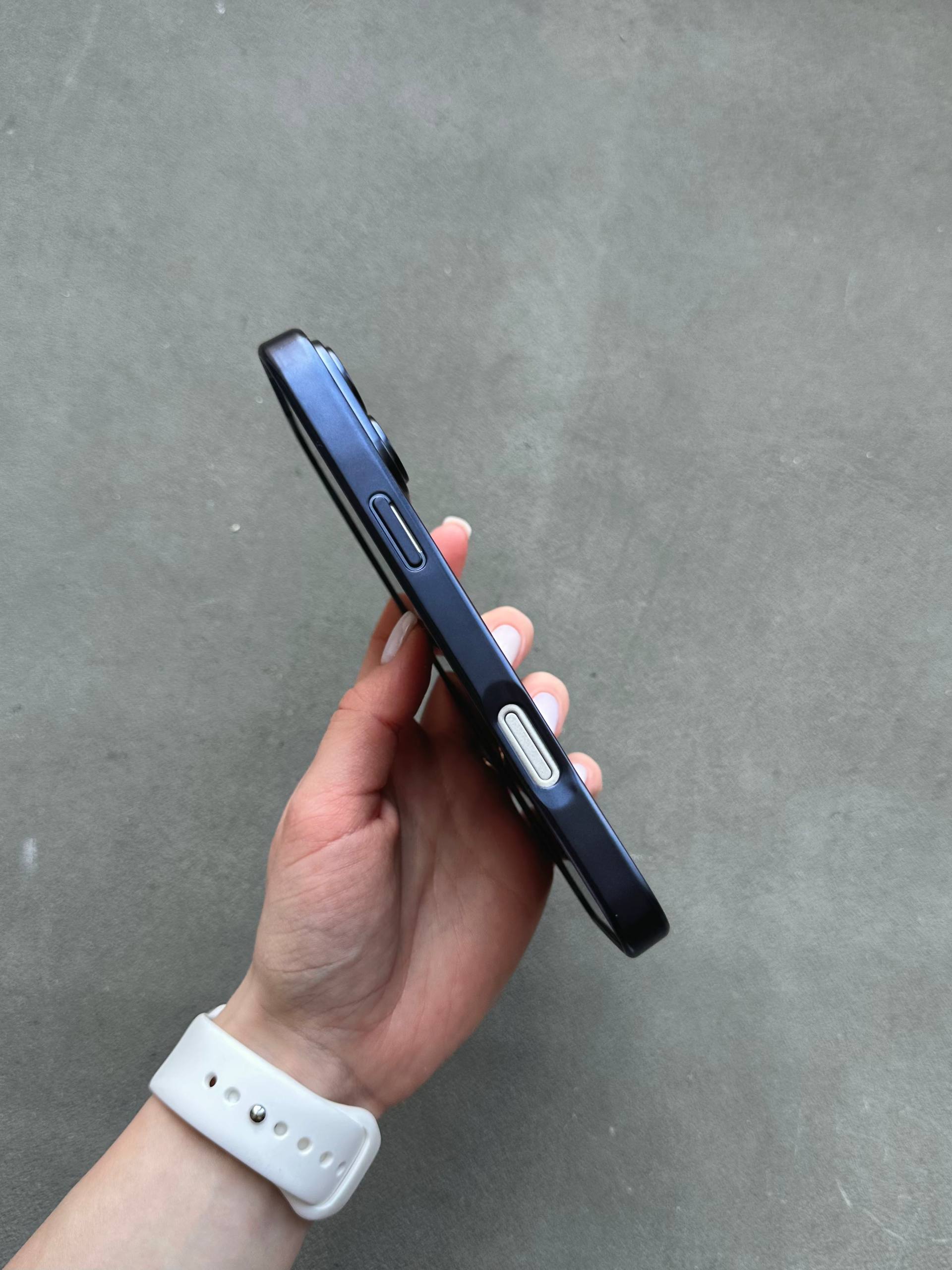 Чехол цветной Shining case с Magsafe на iPhone 17 Pro Max Dark Blue