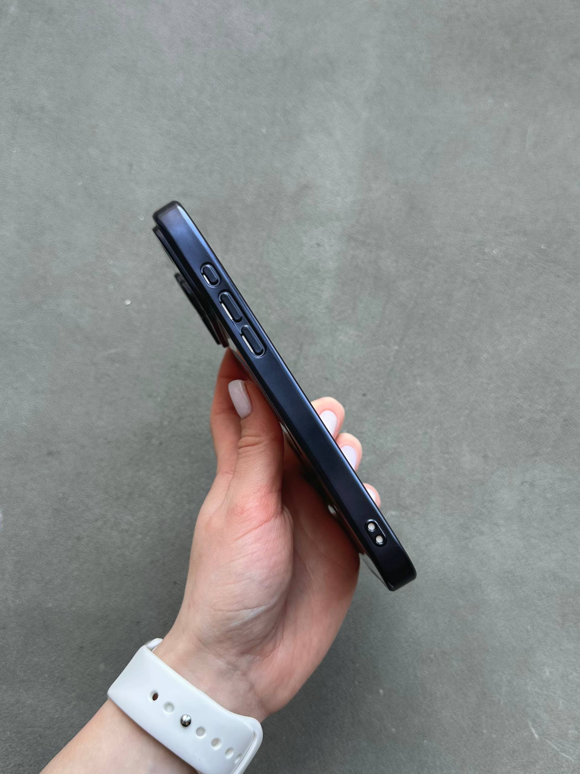 Чехол цветной Shining case с Magsafe на iPhone 17 Pro Max Dark Blue
