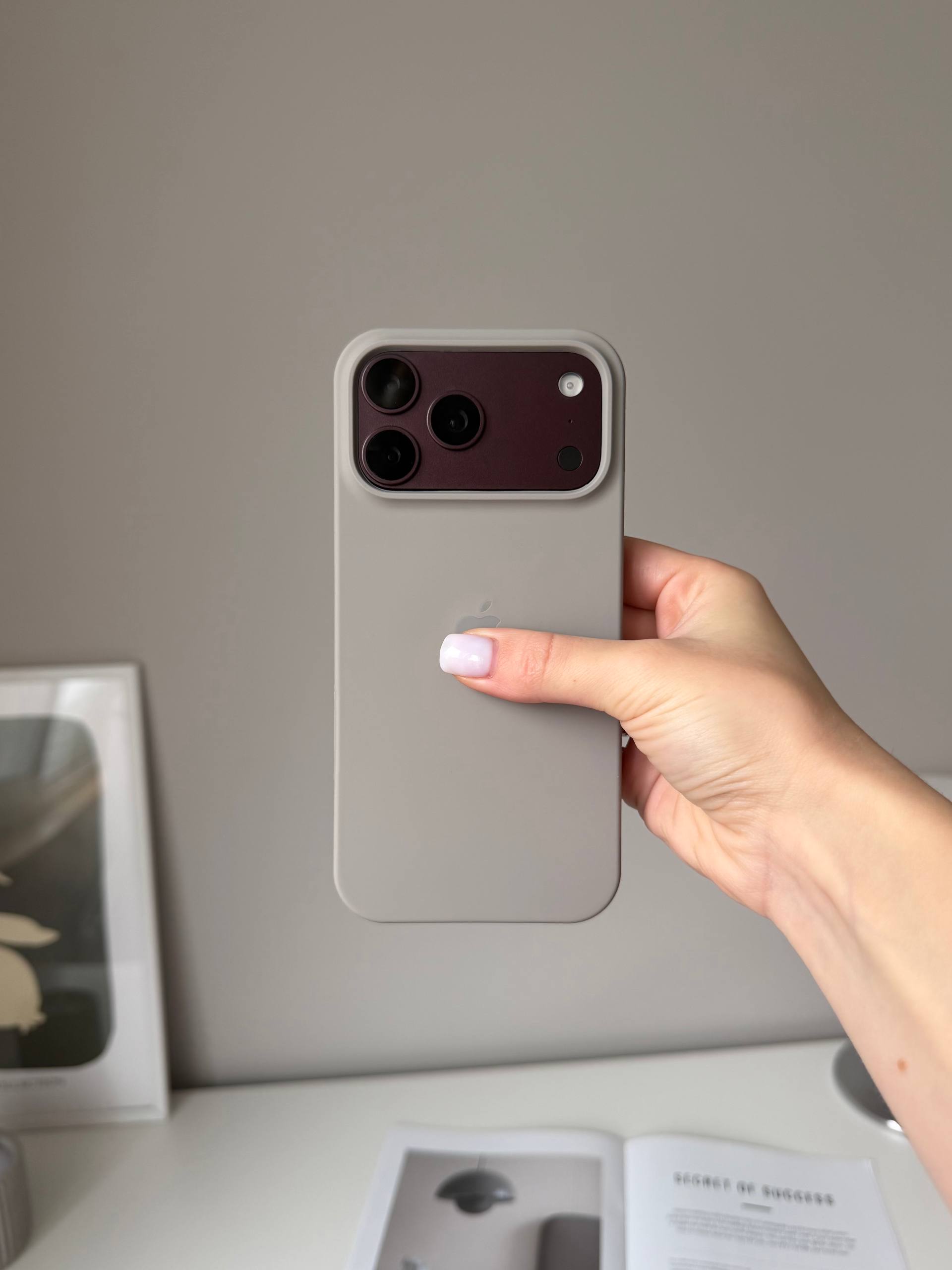 Чохол Silicone case з відкритою камерою на iPhone 18 Pro Pebble (14)