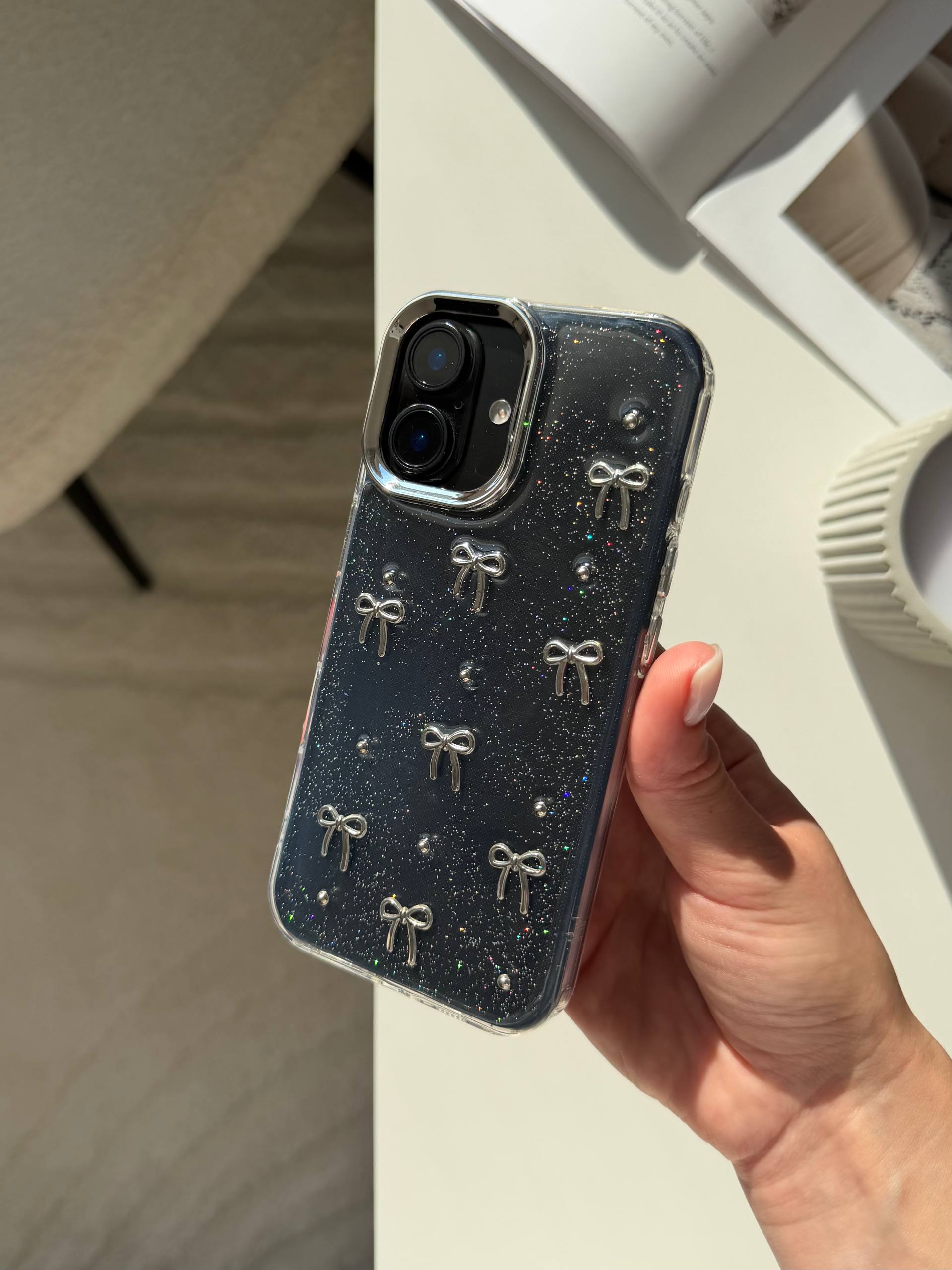 Чехол прозрачный Bow Case с бантиками на iPhone 17