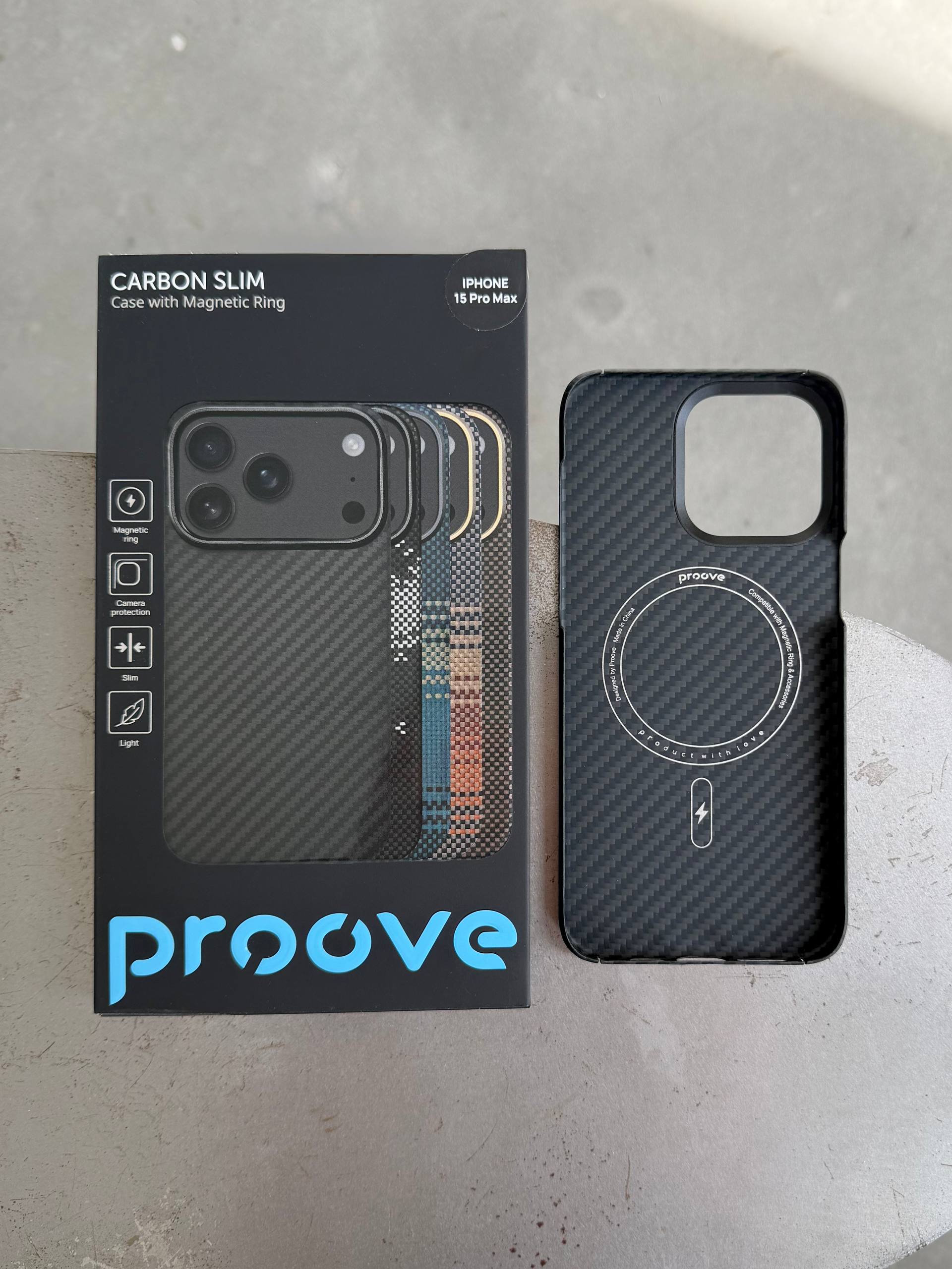 Чехол Proove Carbon Slim с MagSafe для iPhone 15 Pro Black