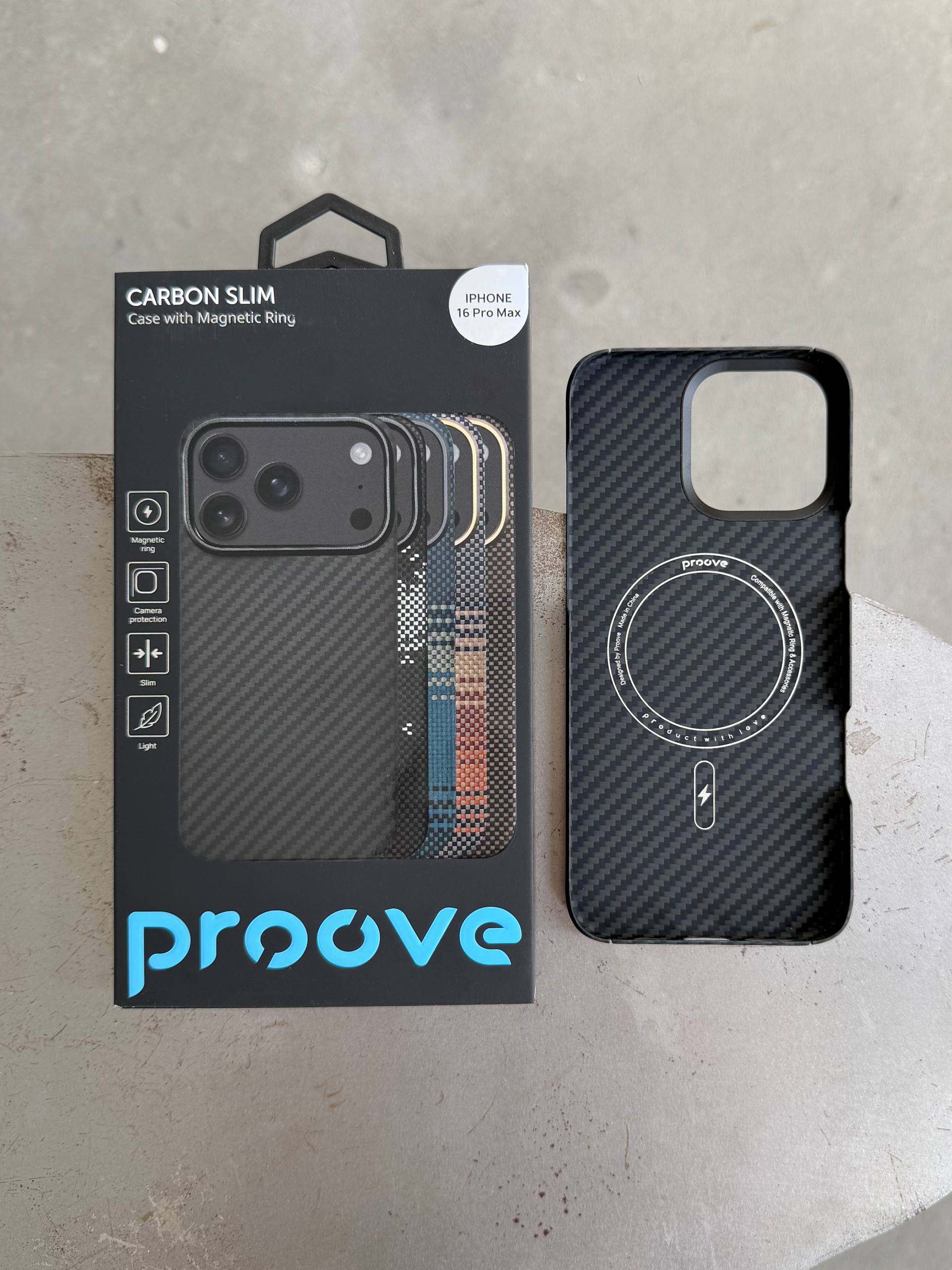 Чехол Proove Carbon Slim с MagSafe для iPhone 16 Pro Black