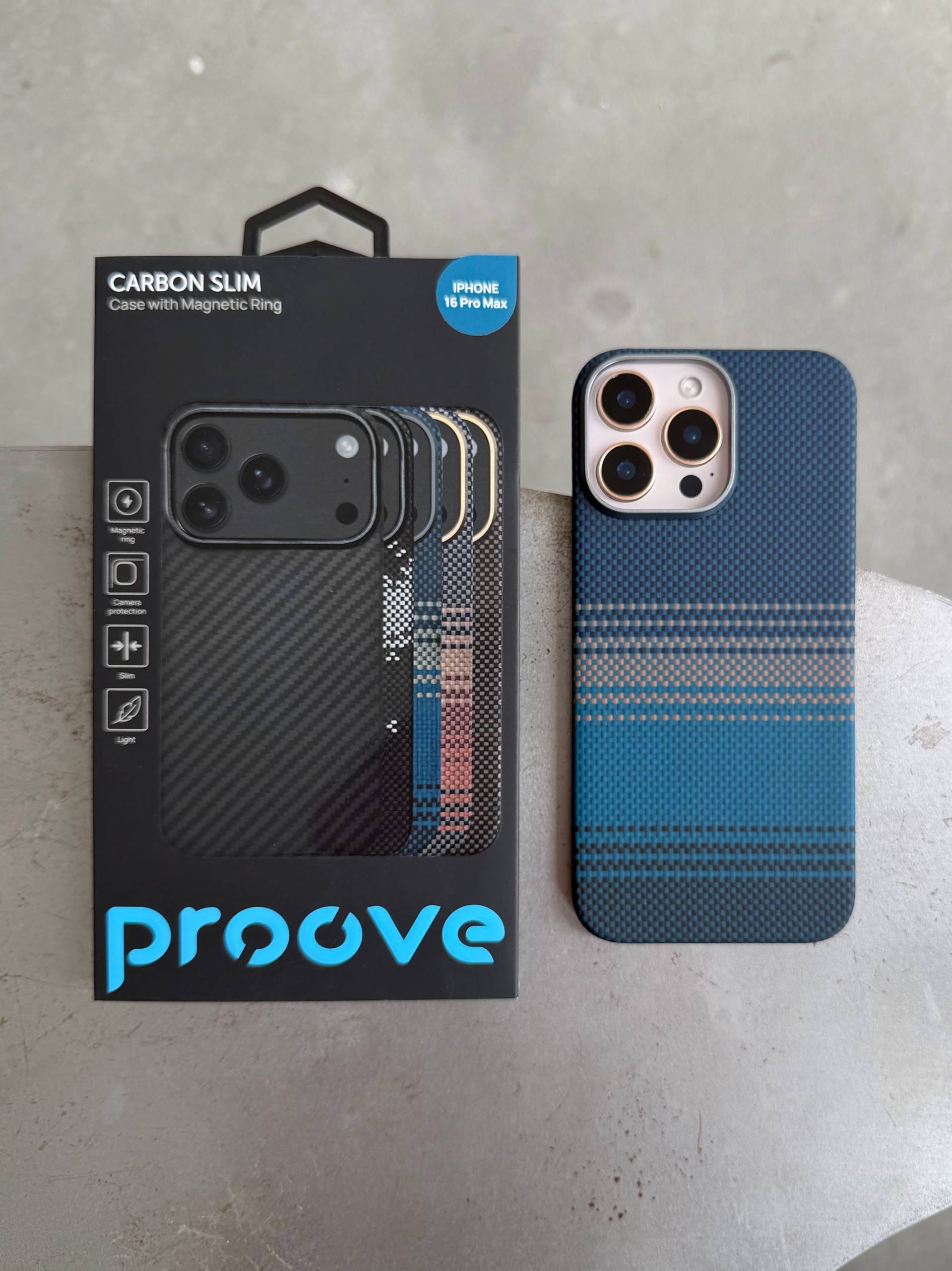 Чехол Proove Carbon Slim из MagSafe для iPhone 16 Pro Nightfall