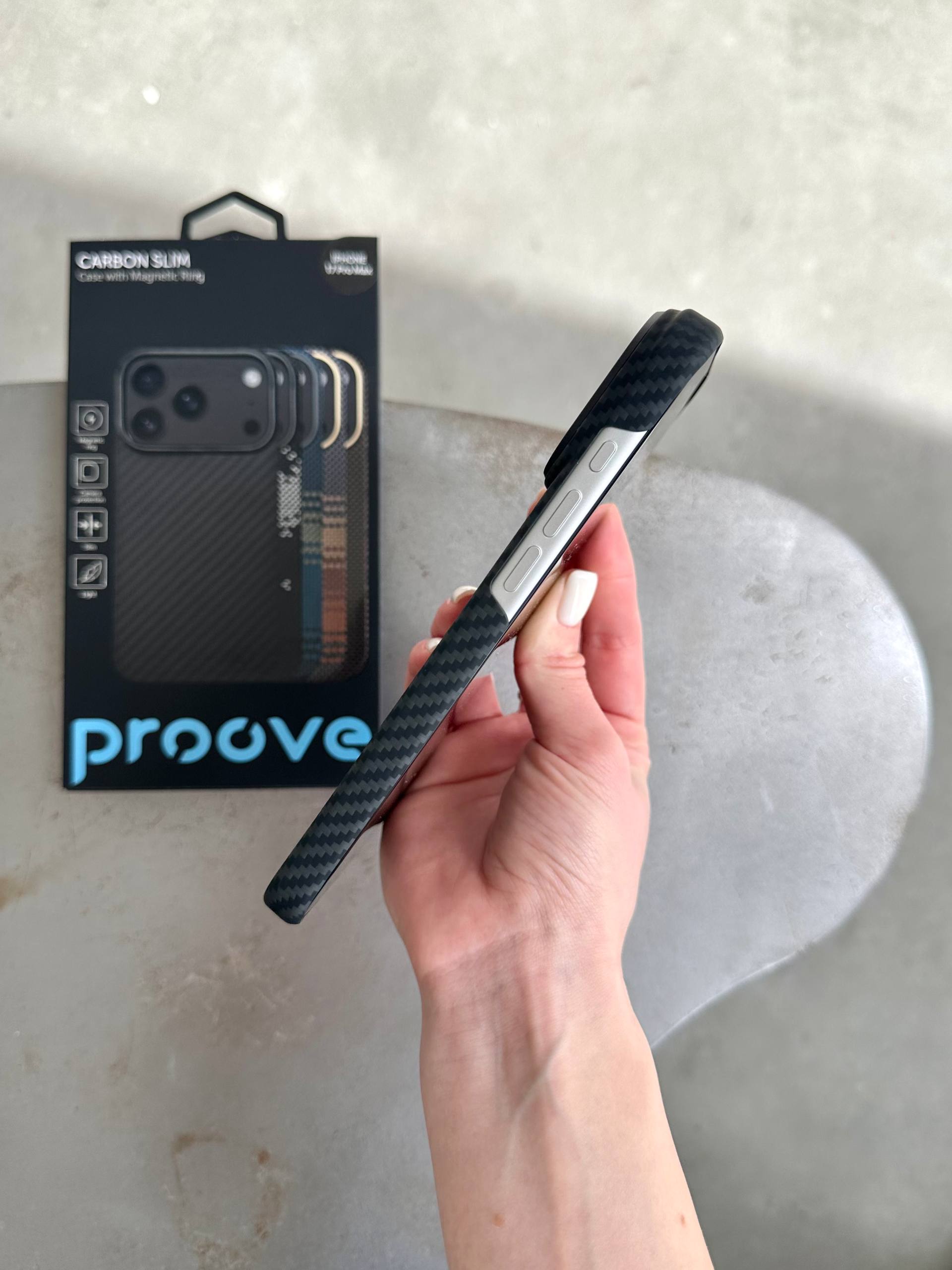 Чехол Proove Carbon Slim c MagSafe для iPhone 17 Pro Black