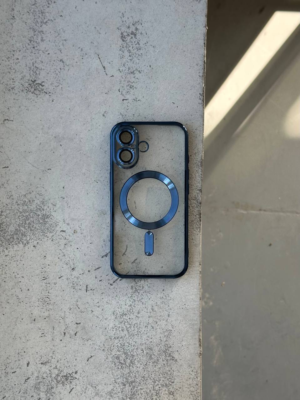 Чехол цветной Shining case с Magsafe на iPhone 16 Dark Blue