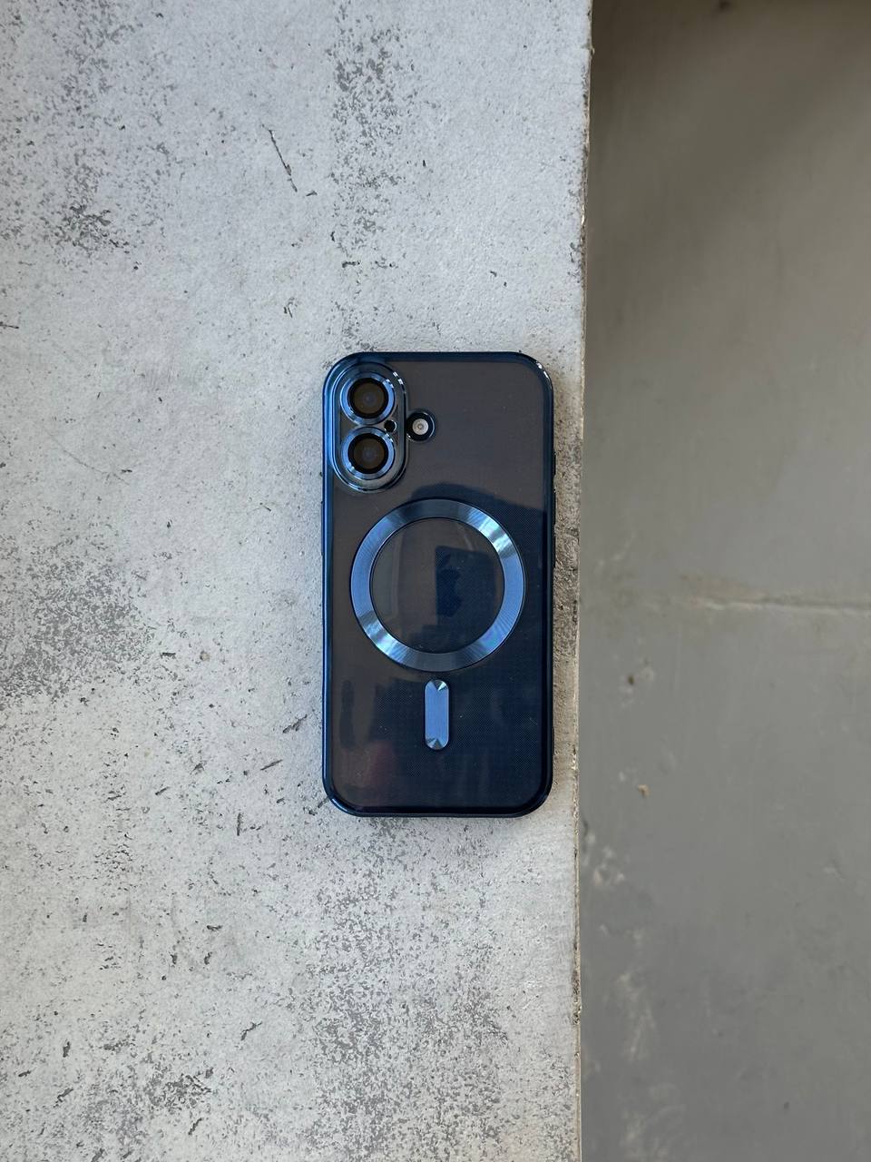 Чехол цветной Shining case с Magsafe на iPhone 16 Dark Blue