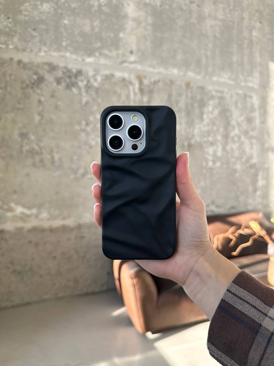 Чохол матовий хвилястий Wave Case на iPhone 14 Pro Black (07)