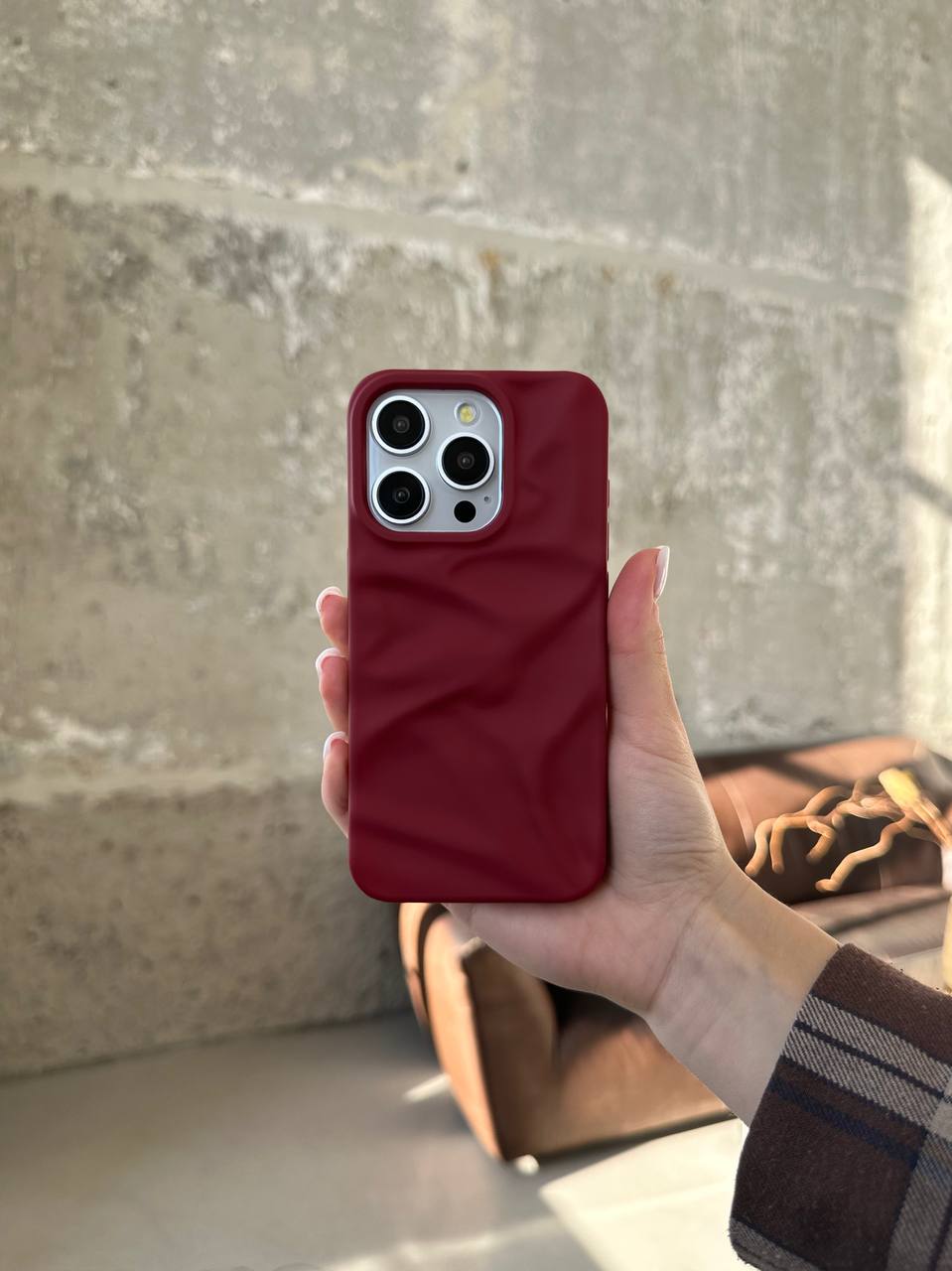 Чохол матовий хвилястий Wave Case на iPhone 14 Pro Wine Red (10)