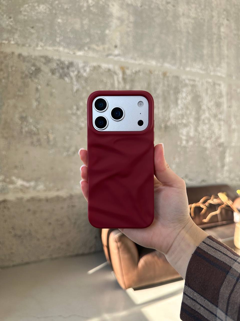 Чохол матовий хвилястий Wave Case на iPhone 17 Pro Max Wine Red (10)