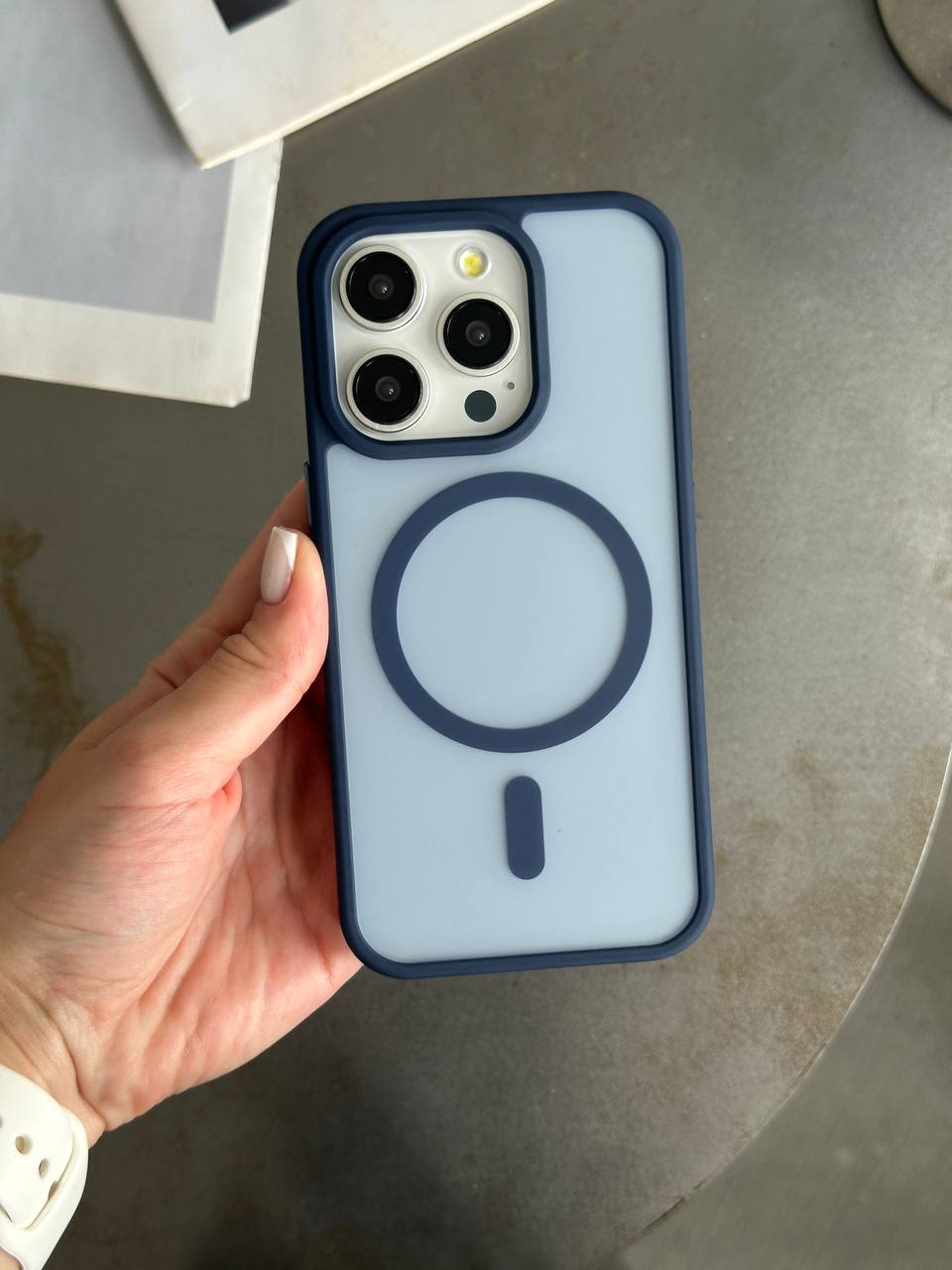 Чехол матовый с Magsafe на iPhone 16 Pro Max Dark Blue