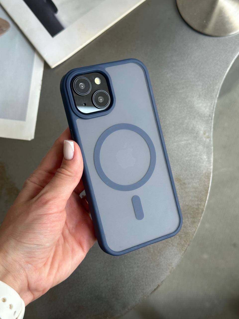 Чехол матовый из Magsafe на iPhone 14 Dark Blue