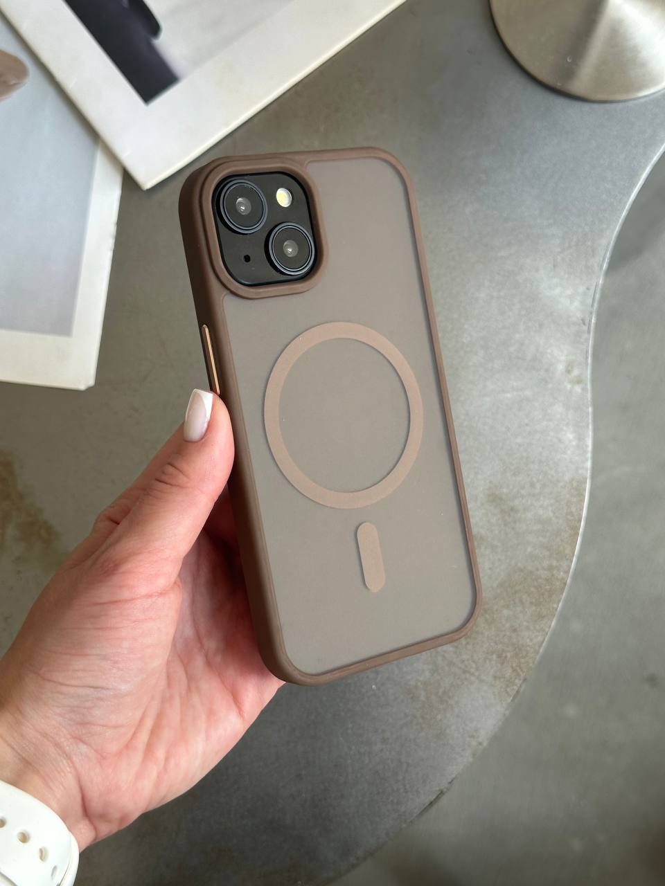 Чохол матовий з Magsafe на iPhone 14 Brown