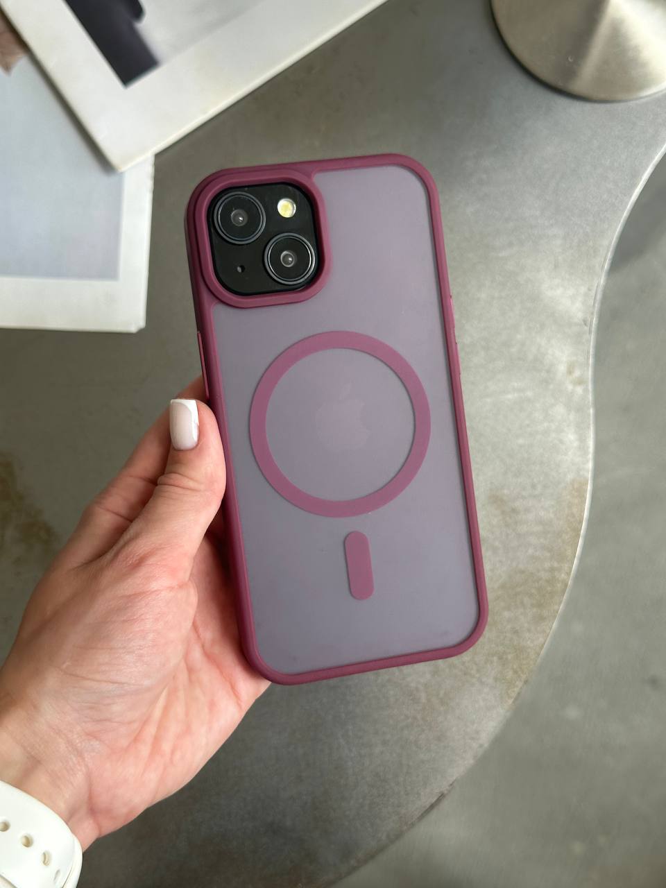 Чохол матовий з Magsafe на iPhone 14 Wine