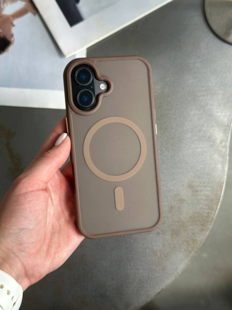 Чохол матовий з Magsafe на iPhone 16 Brown