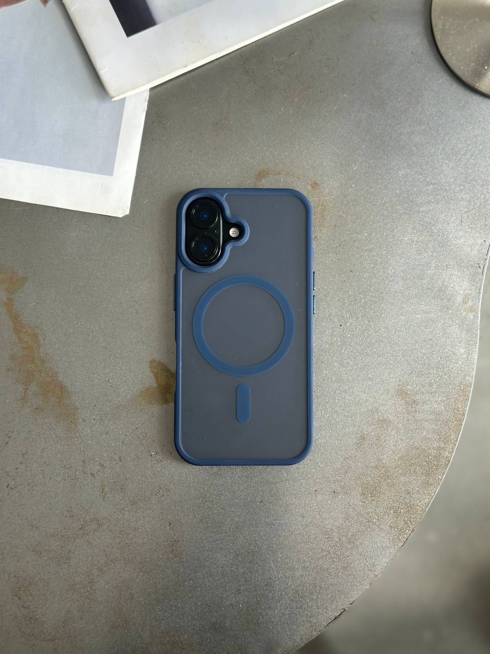 Чехол матовый из Magsafe на iPhone 16 Dark Blue