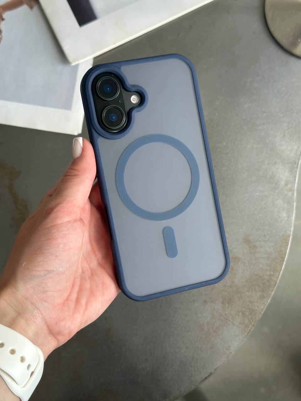 Чохол матовий з Magsafe на iPhone 16 Dark Blue