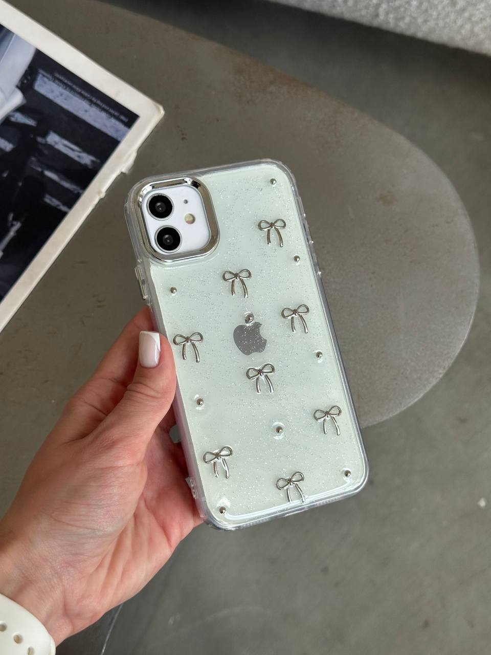 Чехол прозрачный Bow Case с бантиками на iPhone 11