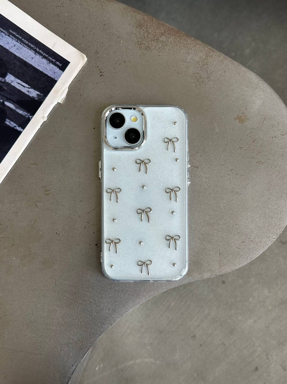Чехол прозрачный Bow Case с бантиками на iPhone 13