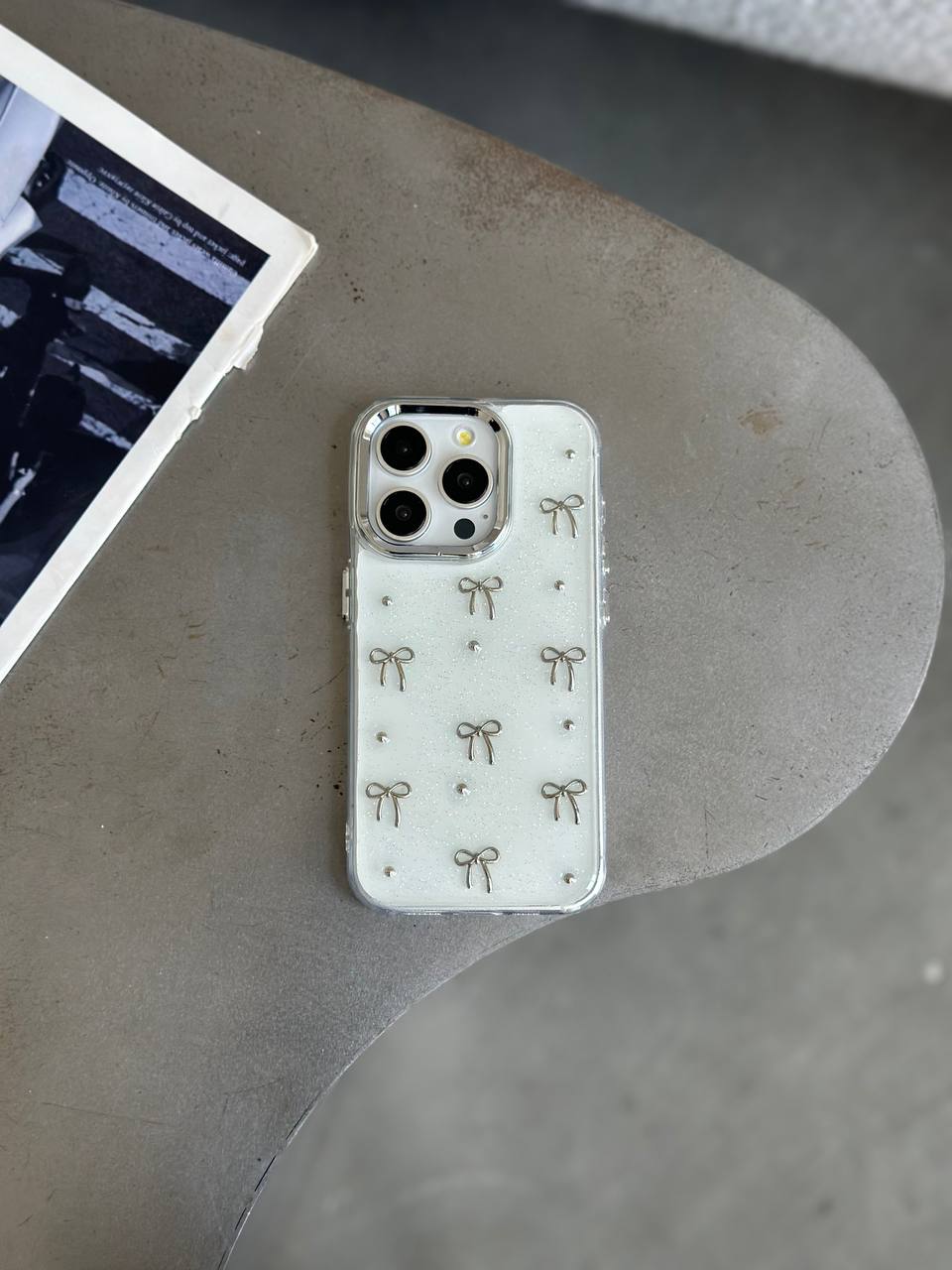 Чехол прозрачный Bow Case с бантиками на iPhone 15 Pro Max