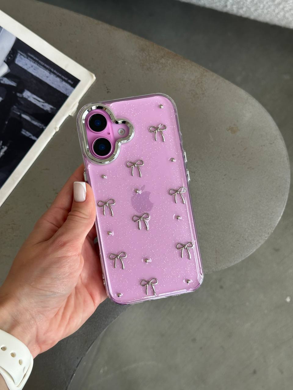 Чехол прозрачный Bow Case с бантиками на iPhone 17