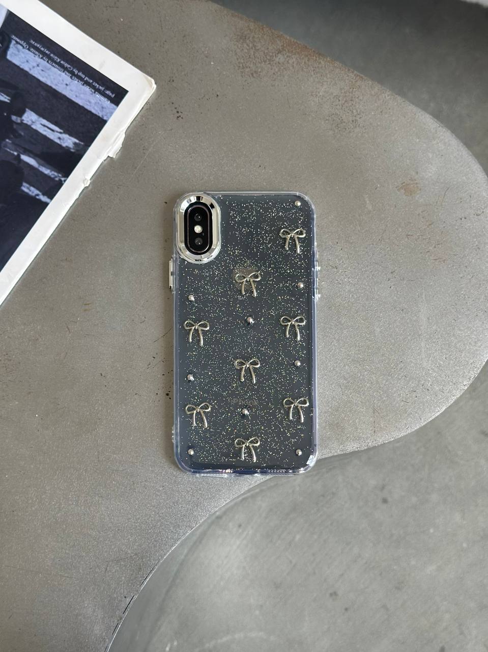 Чехол прозрачный Bow Case с бантиками на iPhone X/XS