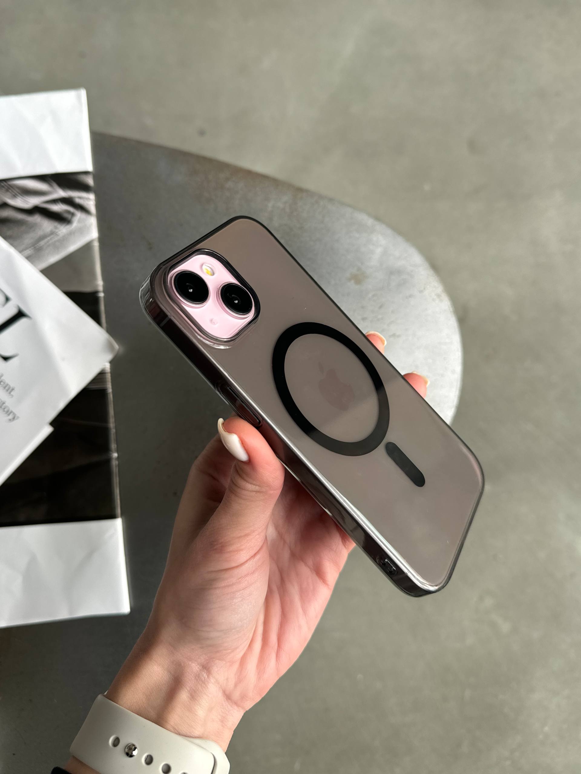 Чехол прозрачный Crystal case с Magsafe на iPhone 13 / 14 Black