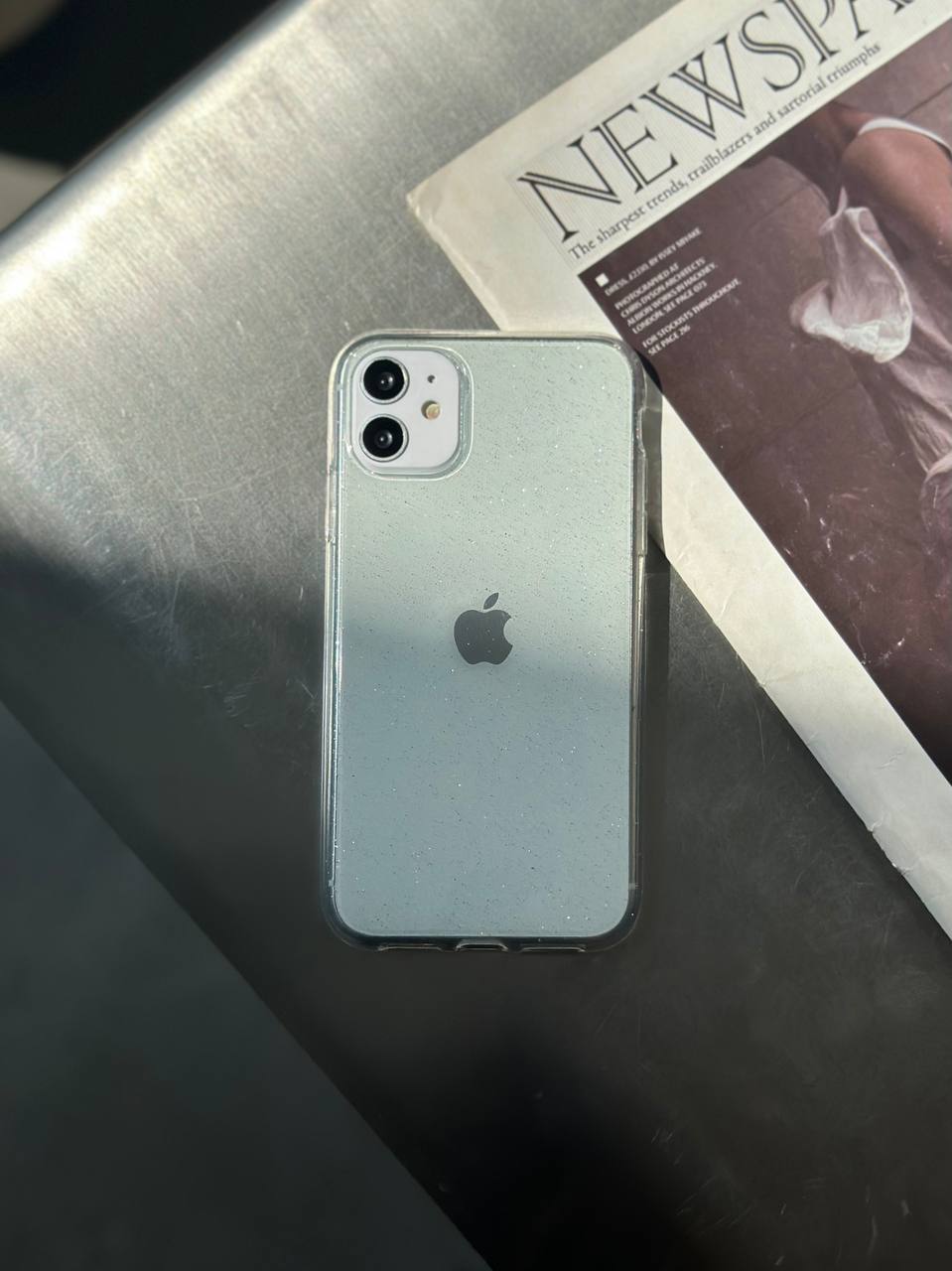 Чехол прозрачный Glitter с блестками на iPhone 11