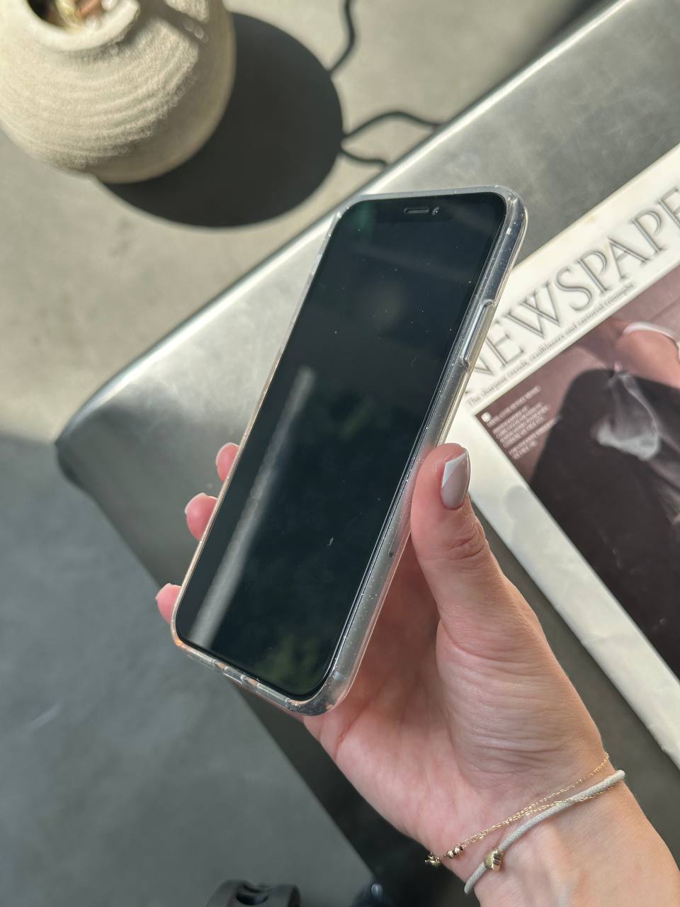 Чехол прозрачный Glitter с блестками на iPhone 11