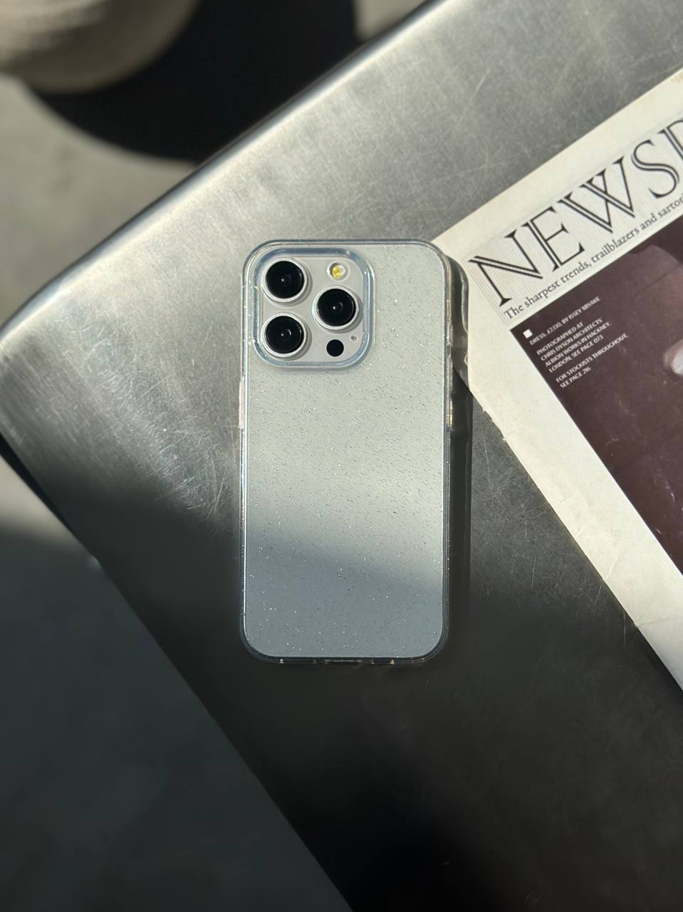 Чохол прозорий Glitter з блискітками на iPhone 14 Pro