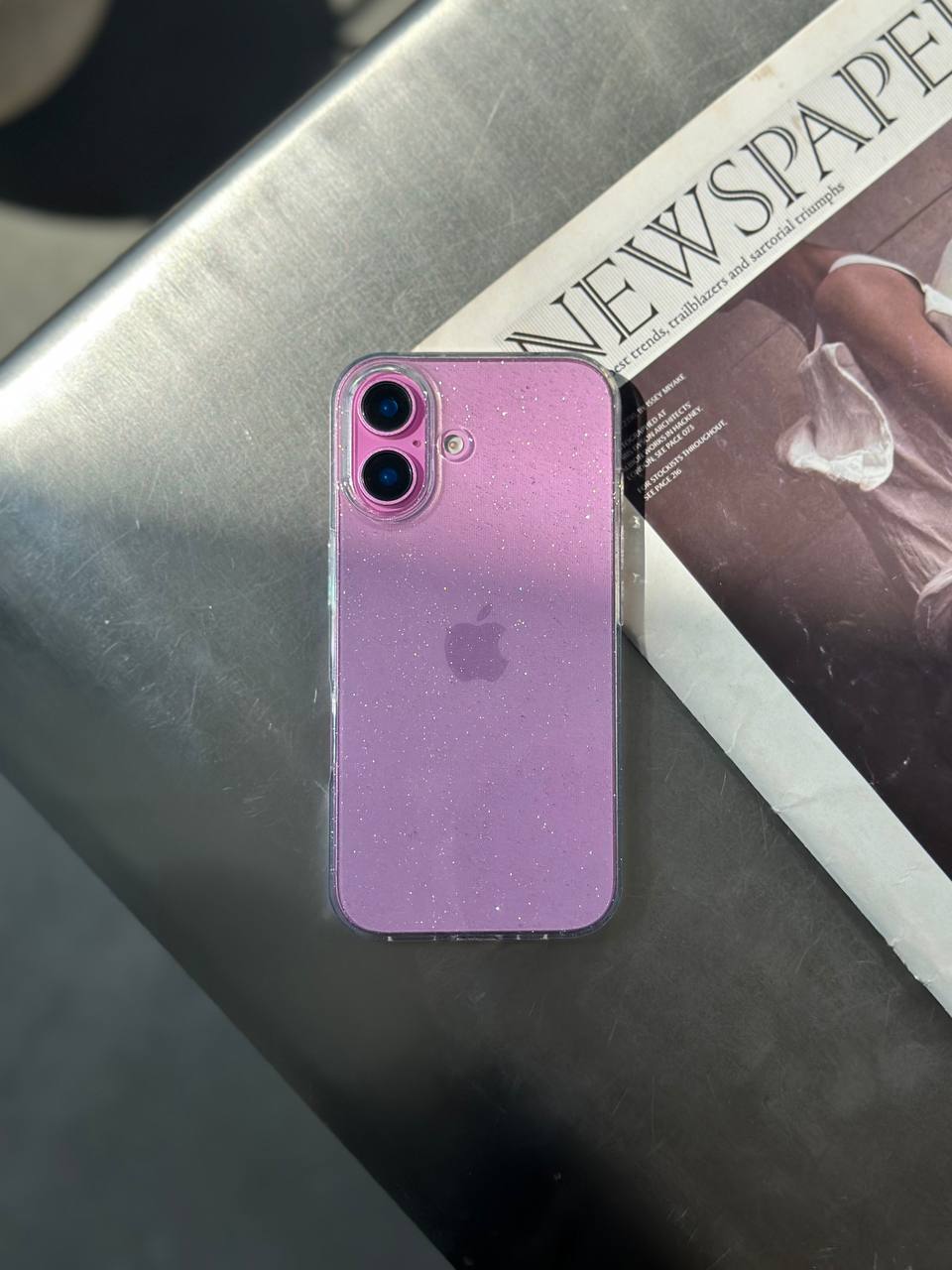 Чохол прозорий Glitter з блискітками на iPhone 16